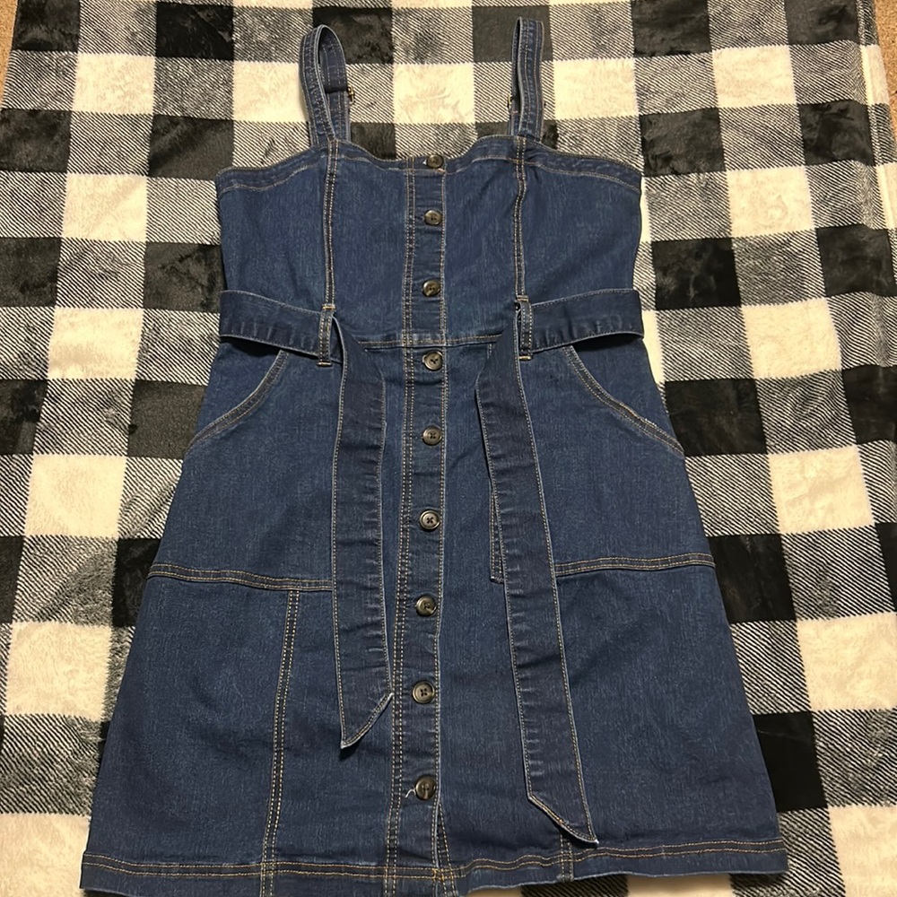 So. Large Button-Up Denim Dress